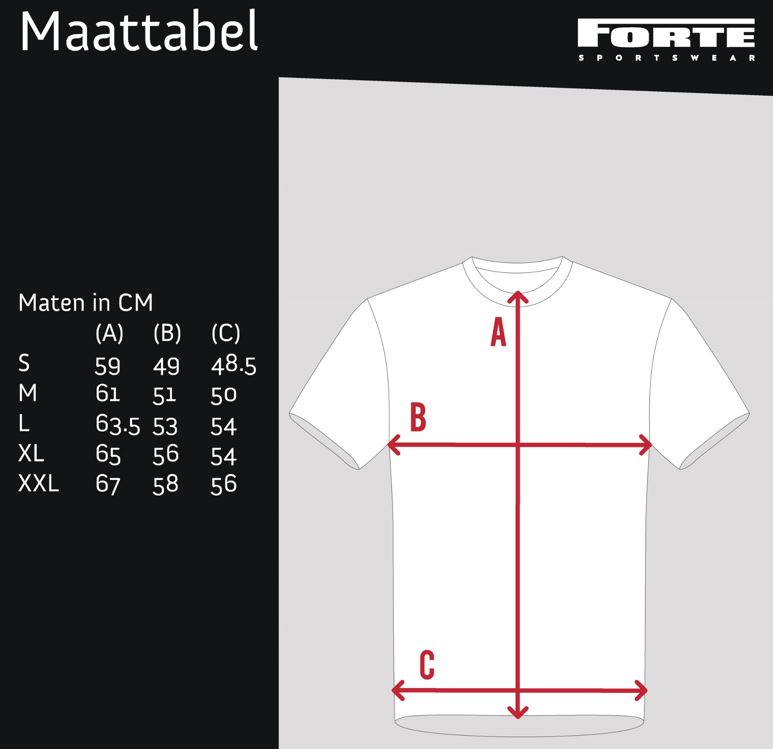 maattabel voor de juiste pasvorm